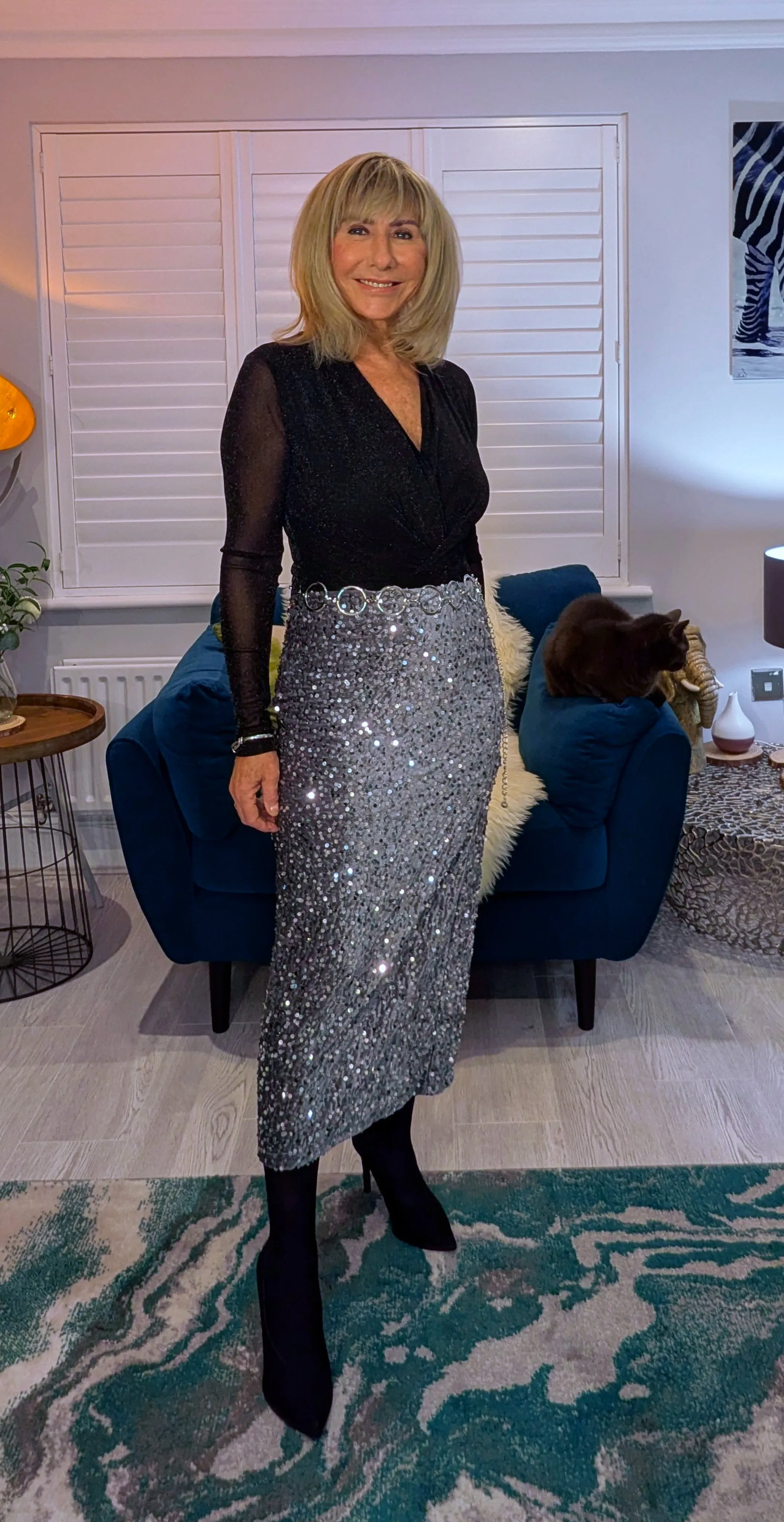 Stacy Silver Sequin Skirt