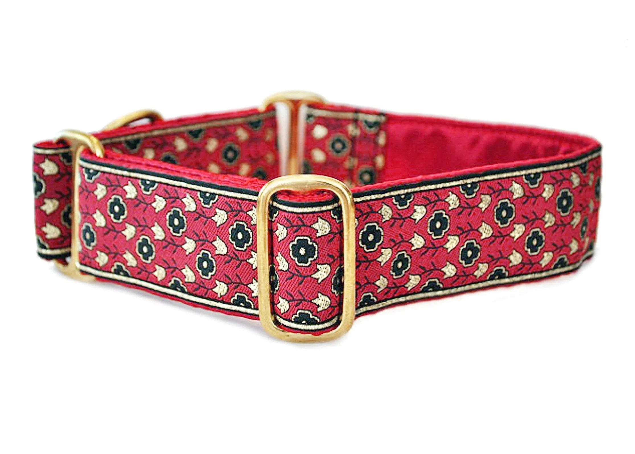 Stratford Jacquard in Red - Martingale Dog Collar or Buckle Dog Collar - 1.5" Width