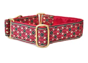 Stratford Jacquard in Red - Martingale Dog Collar or Buckle Dog Collar - 1.5" Width