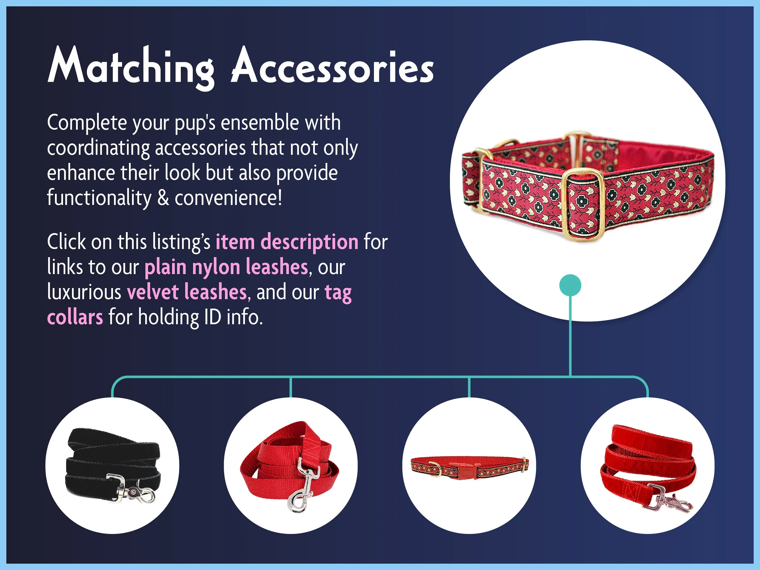 Stratford Jacquard in Red - Martingale Dog Collar or Buckle Dog Collar - 1.5" Width