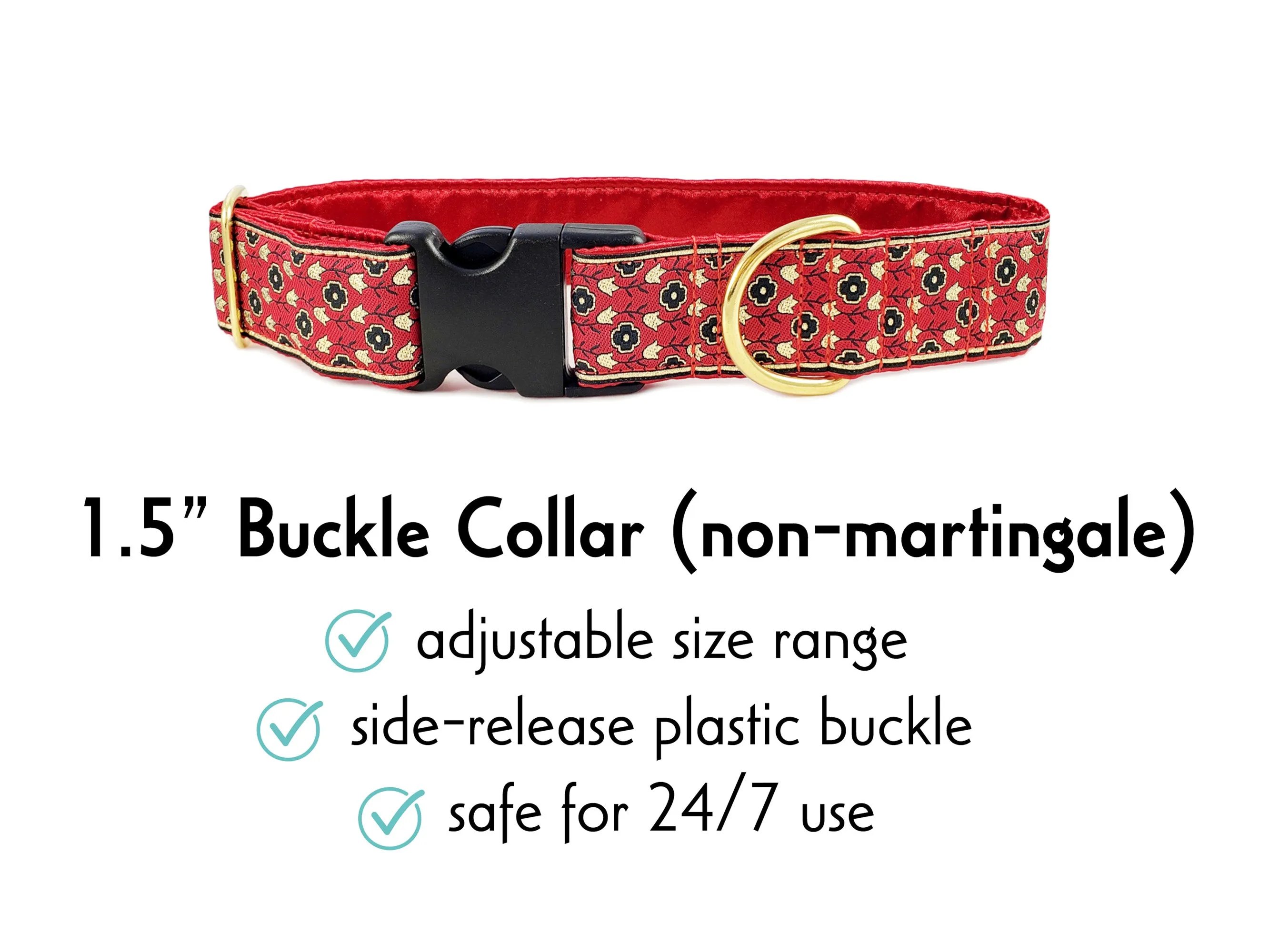 Stratford Jacquard in Red - Martingale Dog Collar or Buckle Dog Collar - 1.5" Width