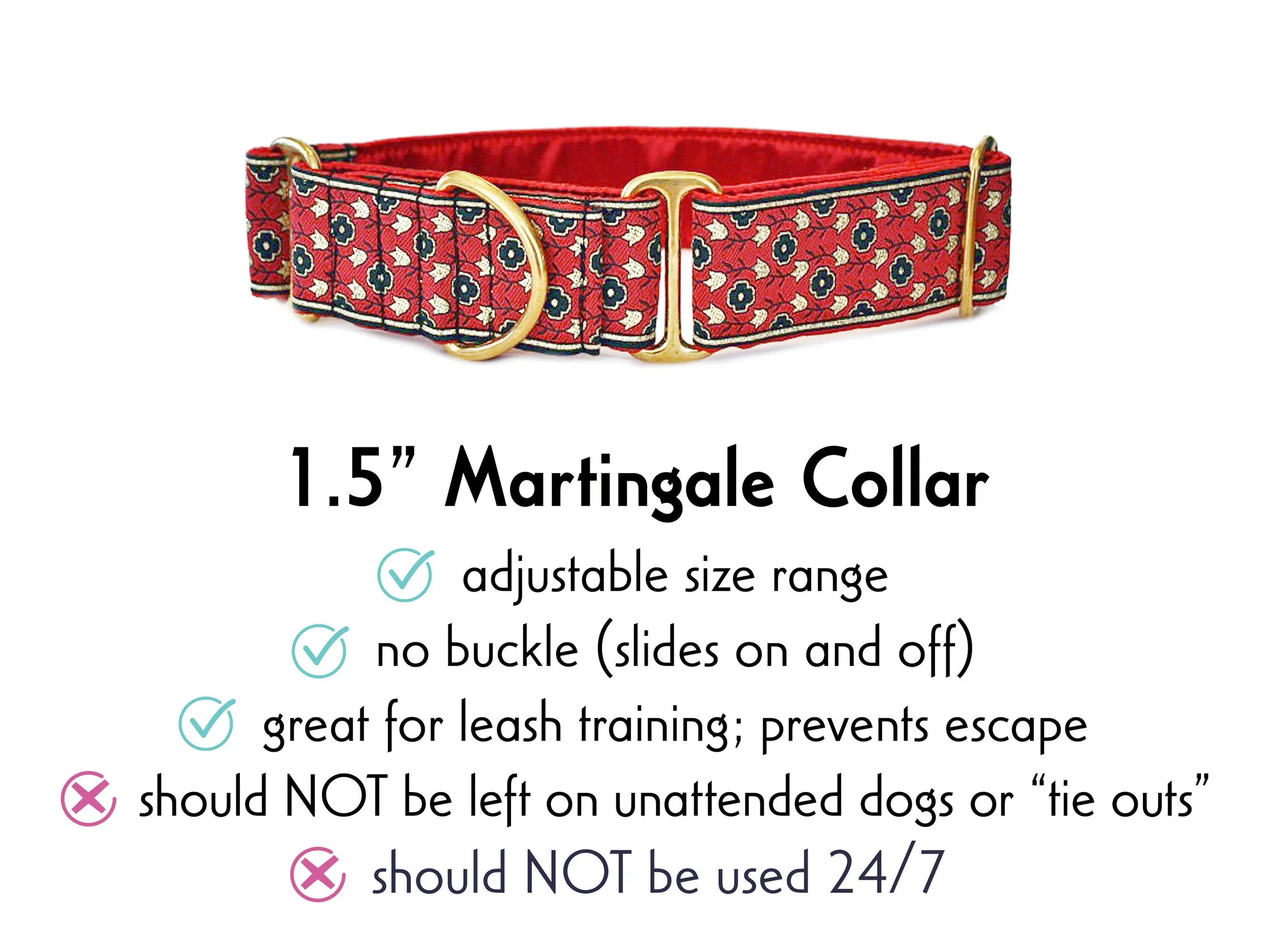 Stratford Jacquard in Red - Martingale Dog Collar or Buckle Dog Collar - 1.5" Width