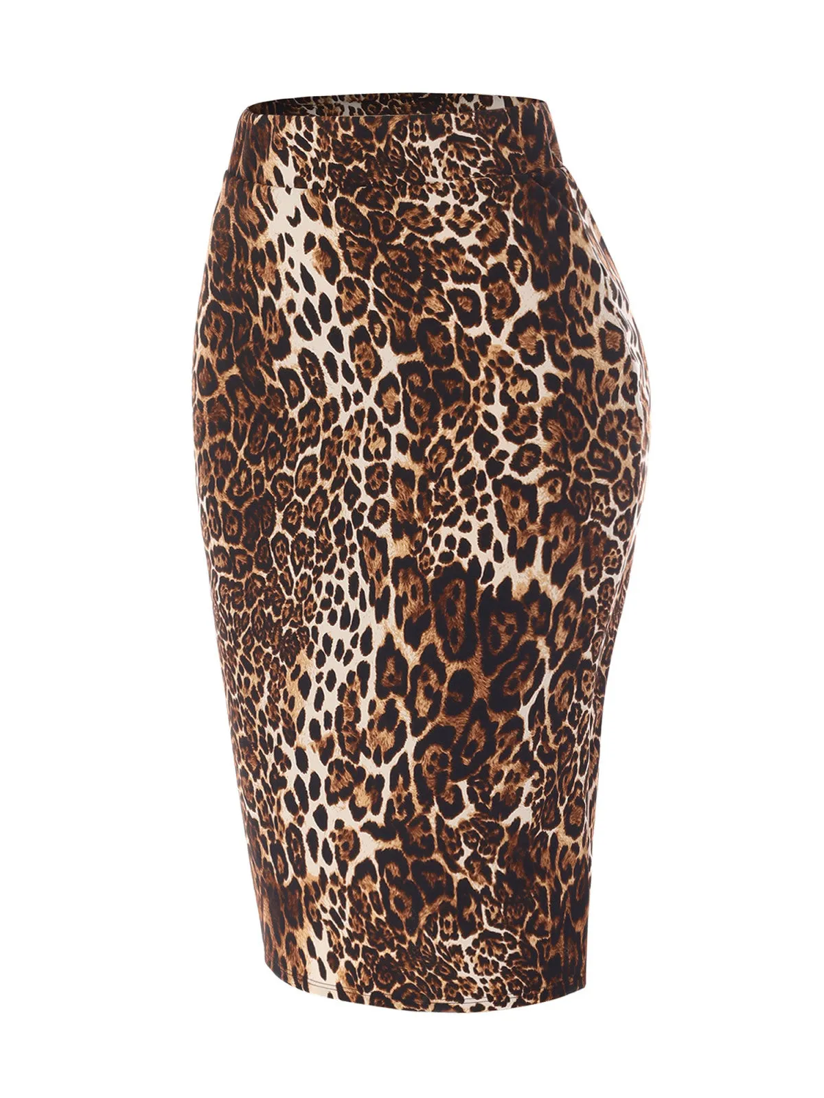 Stretch  Knee Length Midi Bodycon Flower Print Pencil Skirt
