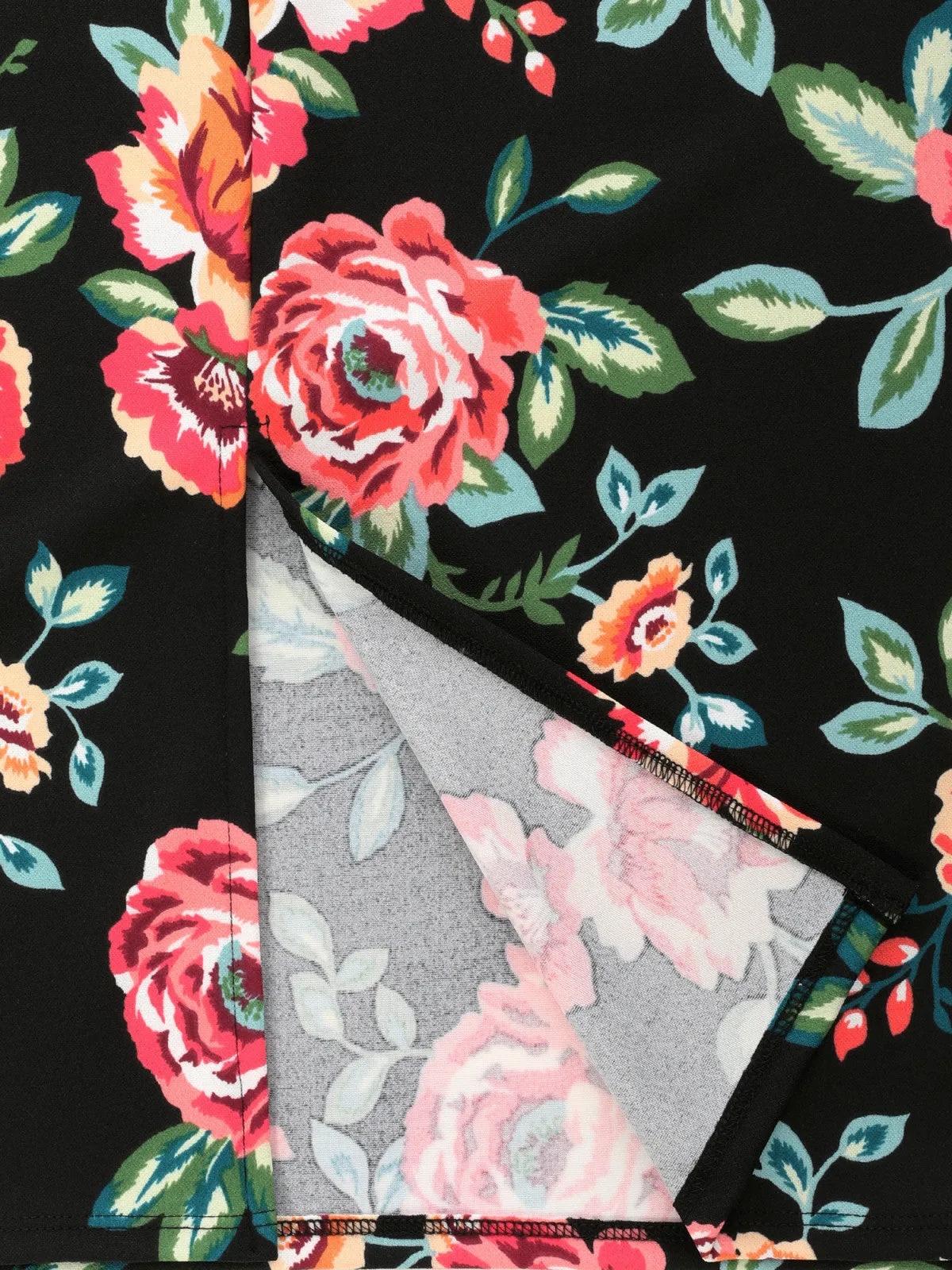 Stretch  Knee Length Midi Bodycon Flower Print Pencil Skirt
