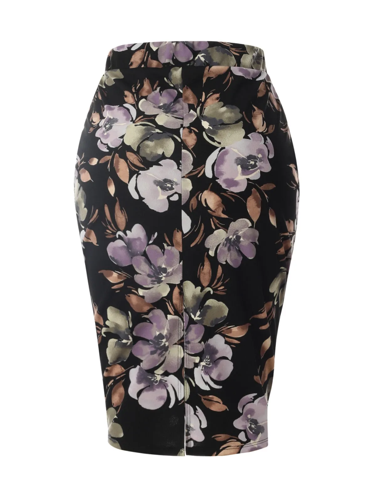 Stretch  Knee Length Midi Bodycon Flower Print Pencil Skirt