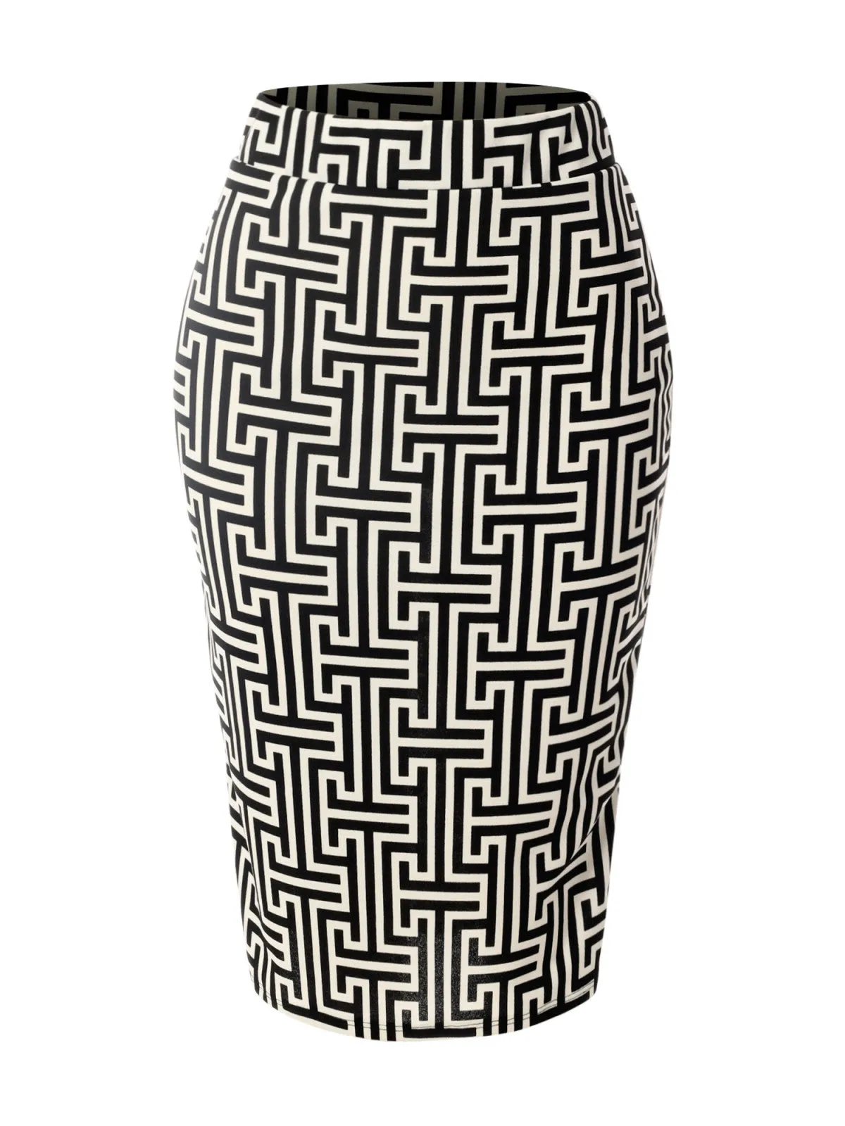 Stretch  Knee Length Midi Bodycon Flower Print Pencil Skirt