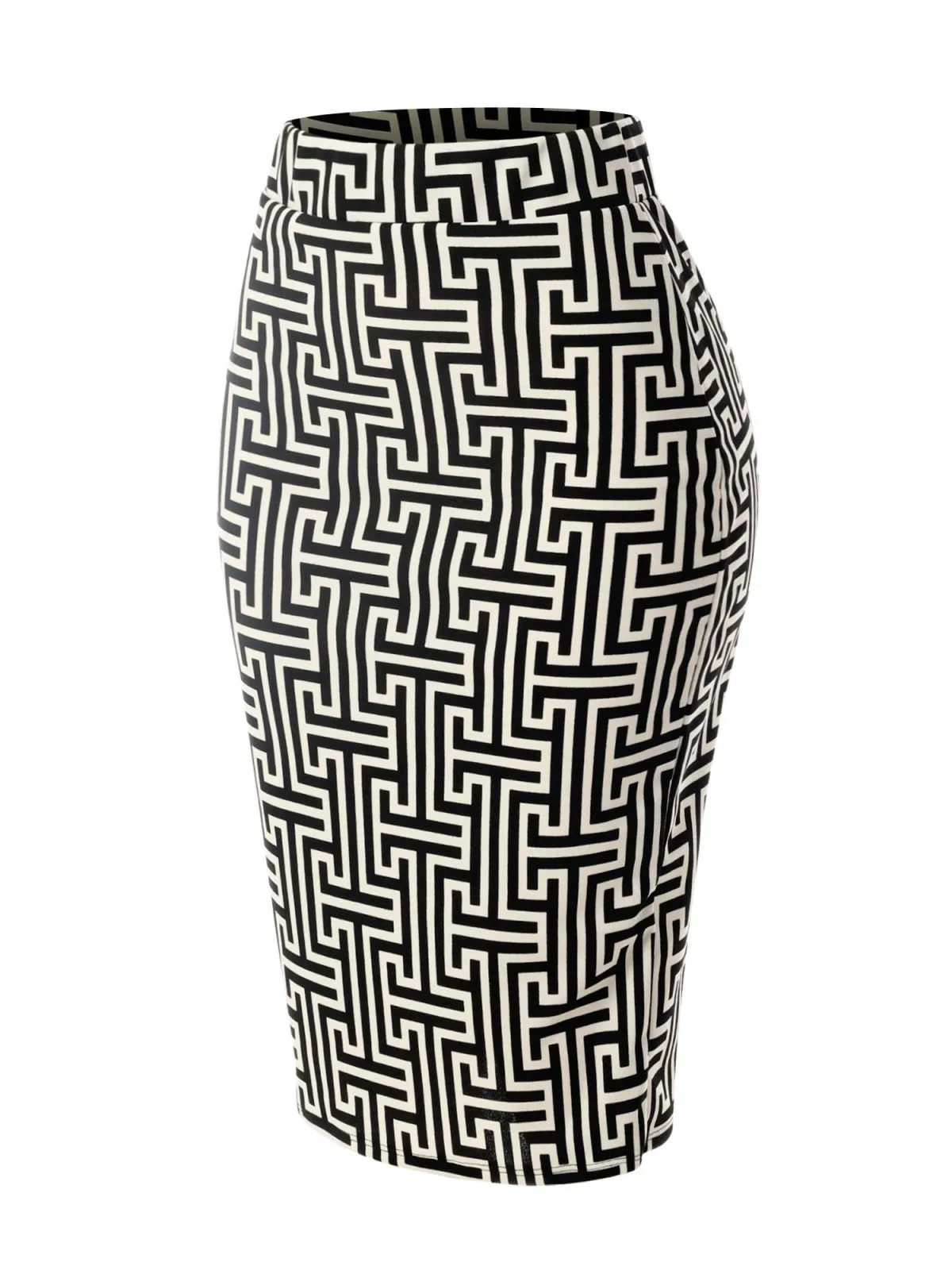 Stretch  Knee Length Midi Bodycon Flower Print Pencil Skirt
