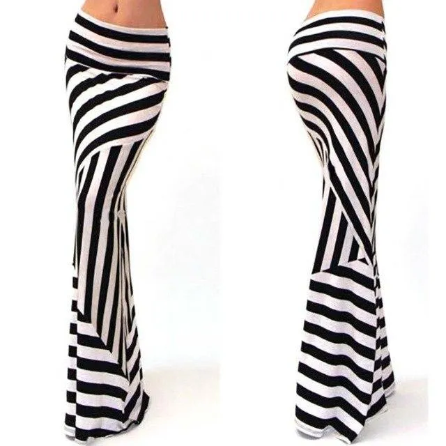 Striped Mermaid Maxi Skirt