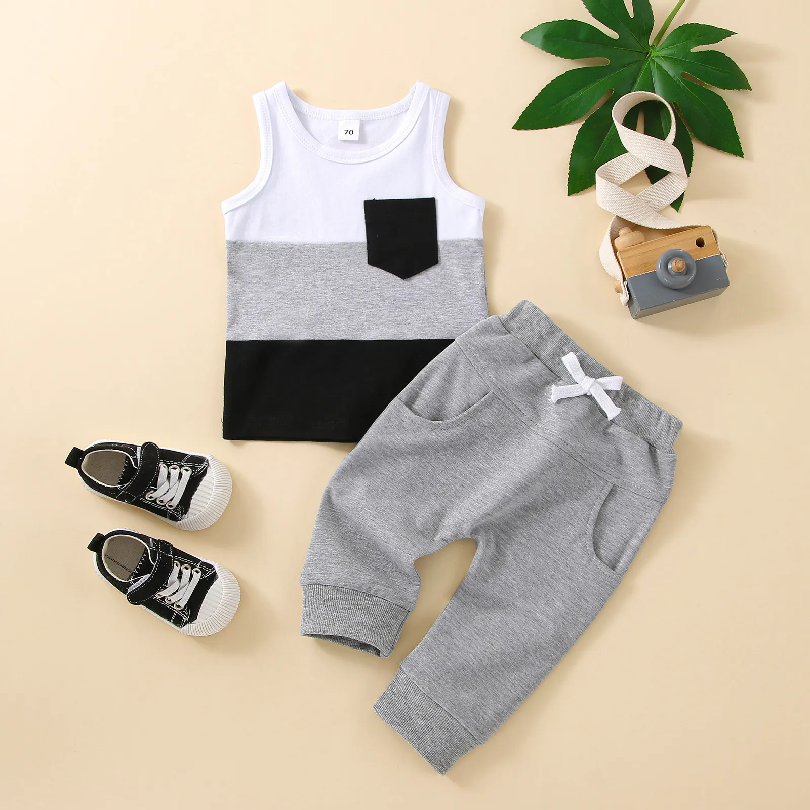 Striped Tank Top and Sweatpants Set