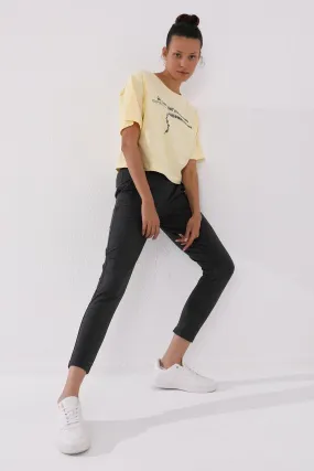 TMY Anthracite Melange Zippered Cuffed Pocketed Comfort Fit Women's Sweatpants - 94246 - Kendall