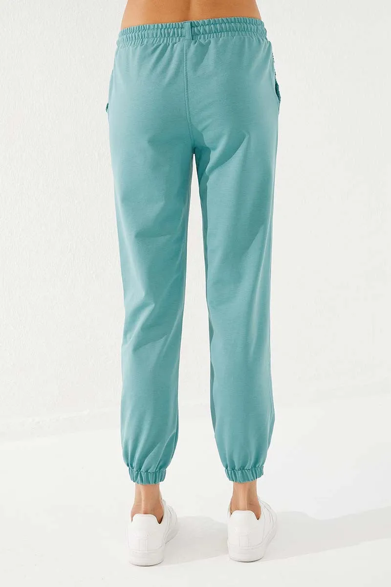 TMY Mint Green Pleated Pocket Comfort Fit Elastic Cuff Women's Sweatpants - 94580 - Palmdale
