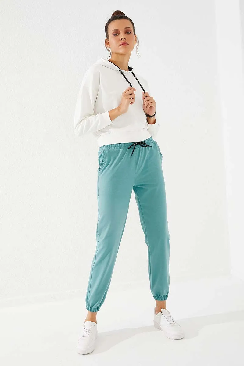 TMY Mint Green Pleated Pocket Comfort Fit Elastic Cuff Women's Sweatpants - 94580 - Palmdale