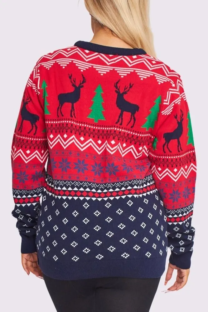 Tree & Deer Seamless Pattern Knitted Jumper