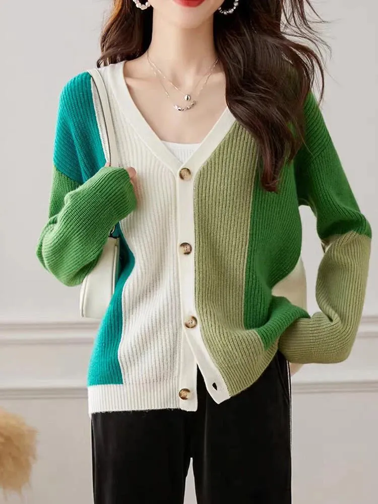 Tricot Cardigan Elegante Cores Vertical - Salem