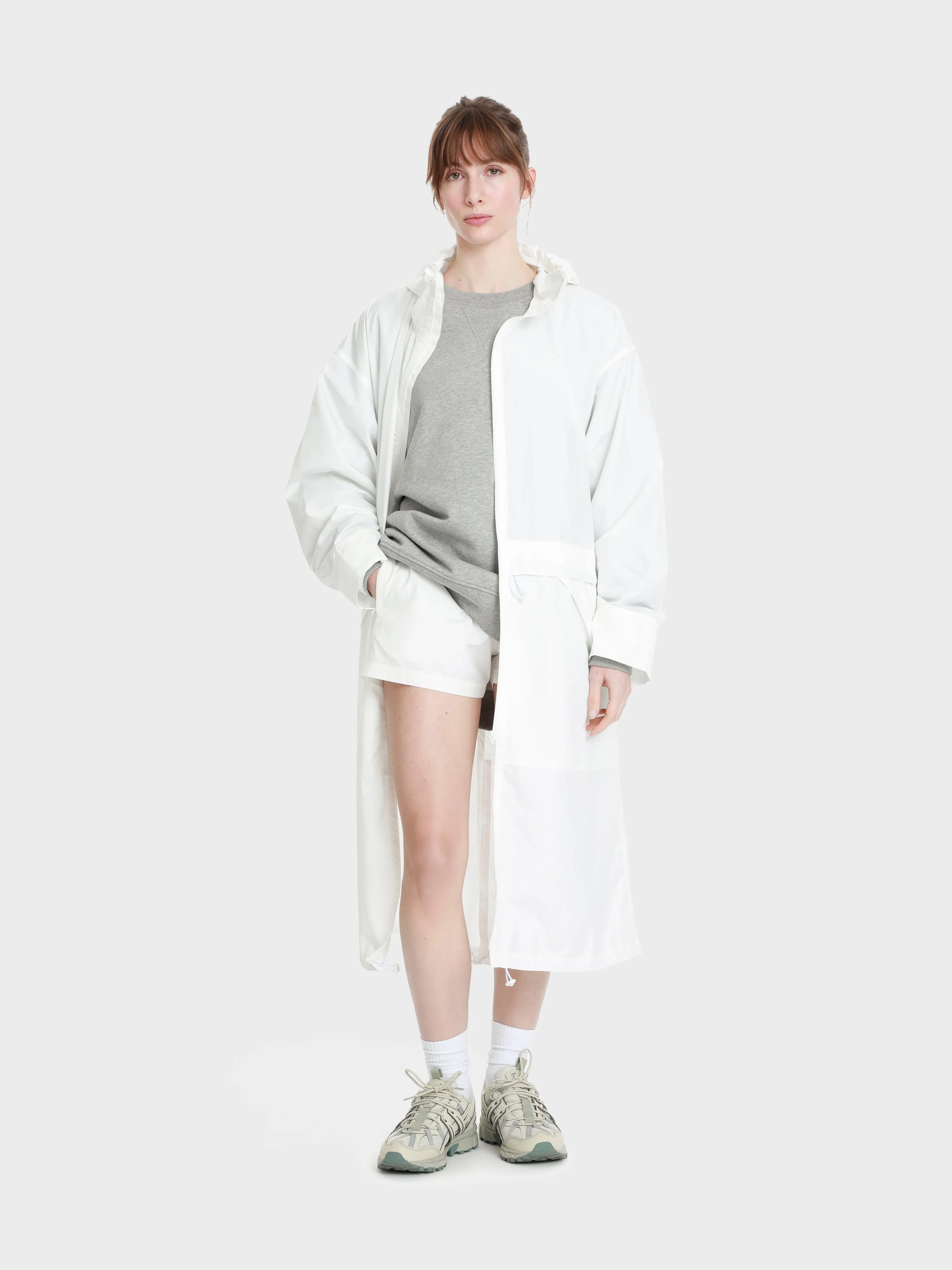Unisex zip adjustable ripstop long windbreaker