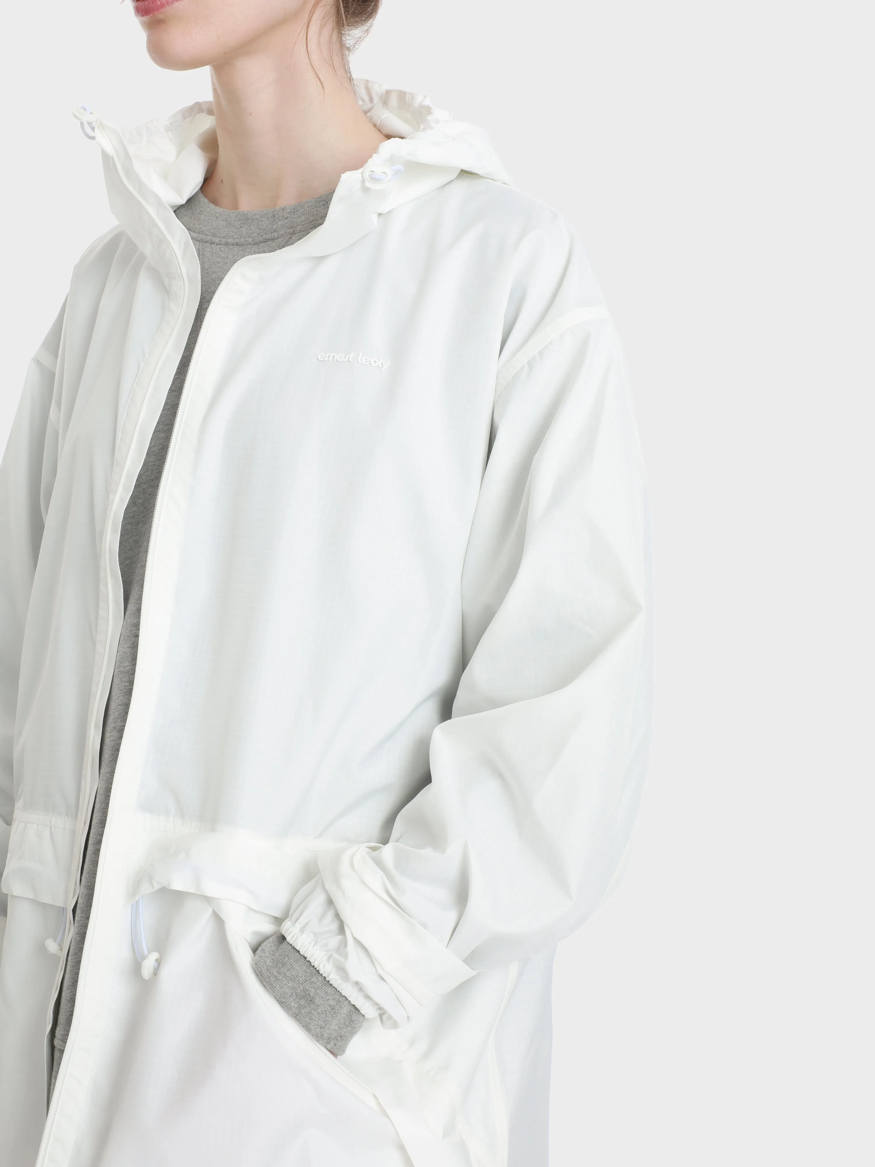 Unisex zip adjustable ripstop long windbreaker