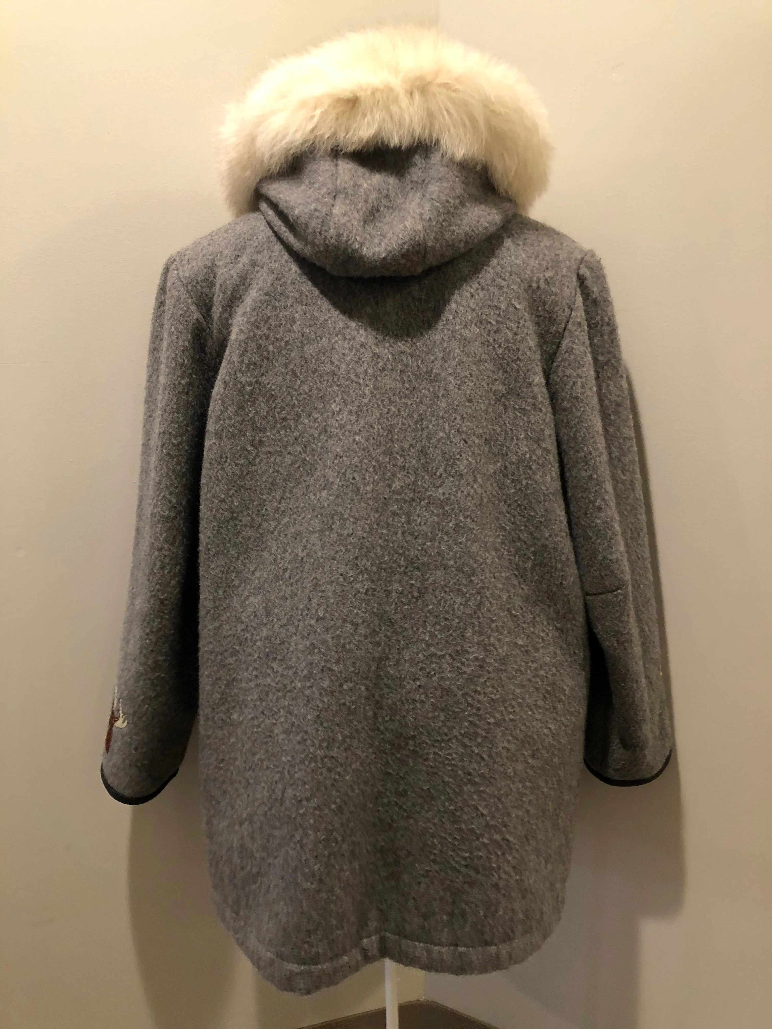 Vintage James Bay Grey Northern Parka with Deer Motif, Made in Canada, SOLD