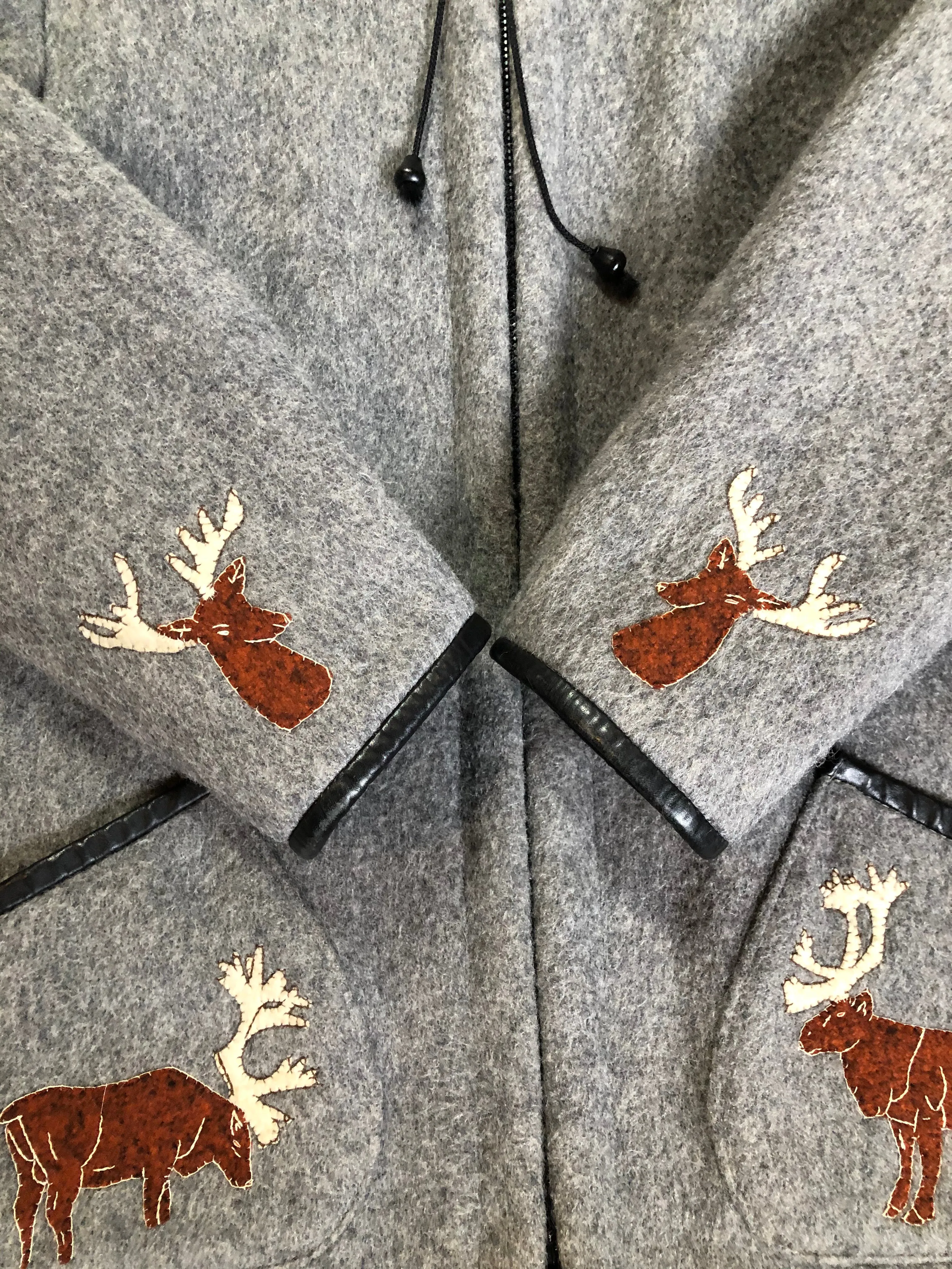 Vintage James Bay Grey Northern Parka with Deer Motif, Made in Canada, SOLD