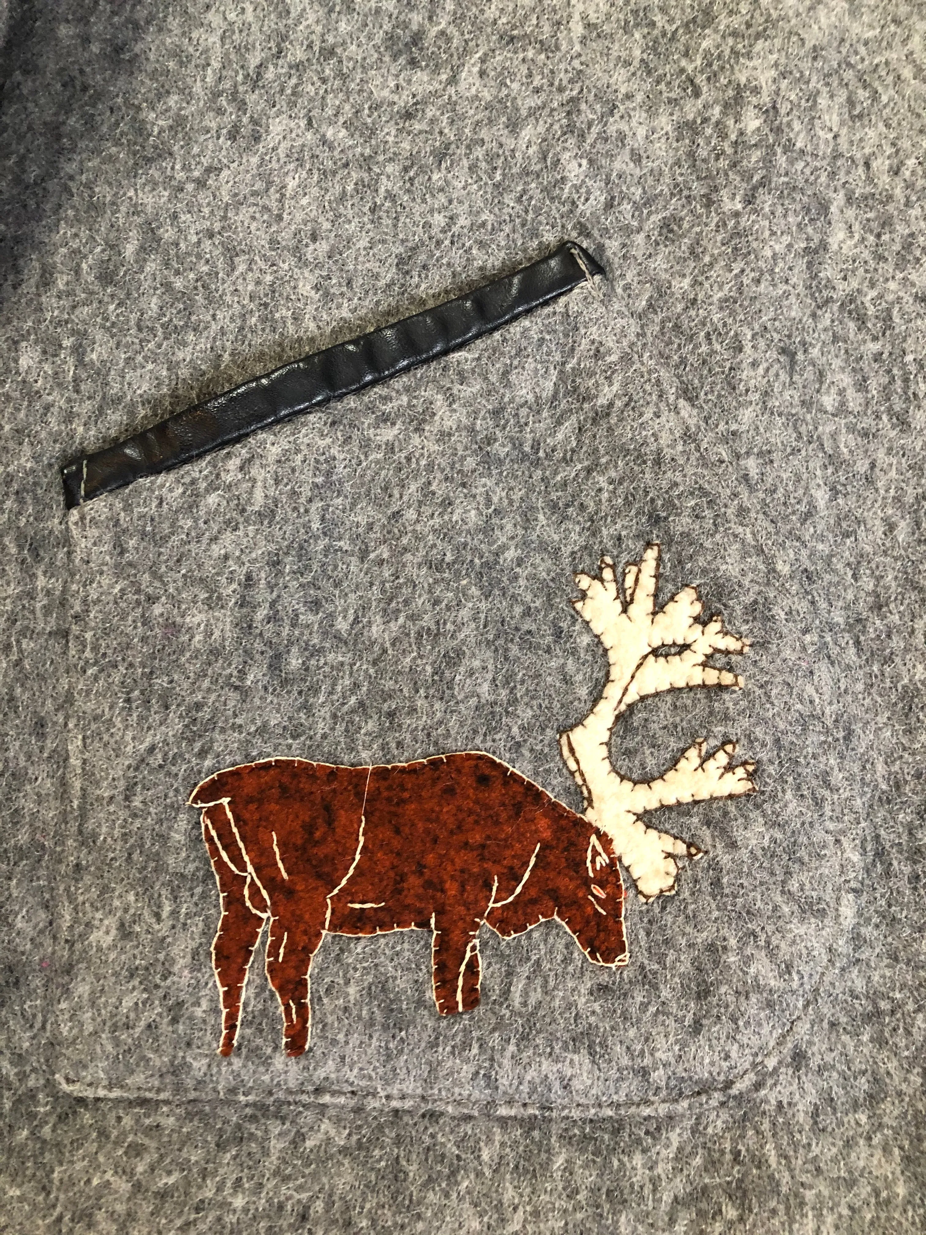 Vintage James Bay Grey Northern Parka with Deer Motif, Made in Canada, SOLD