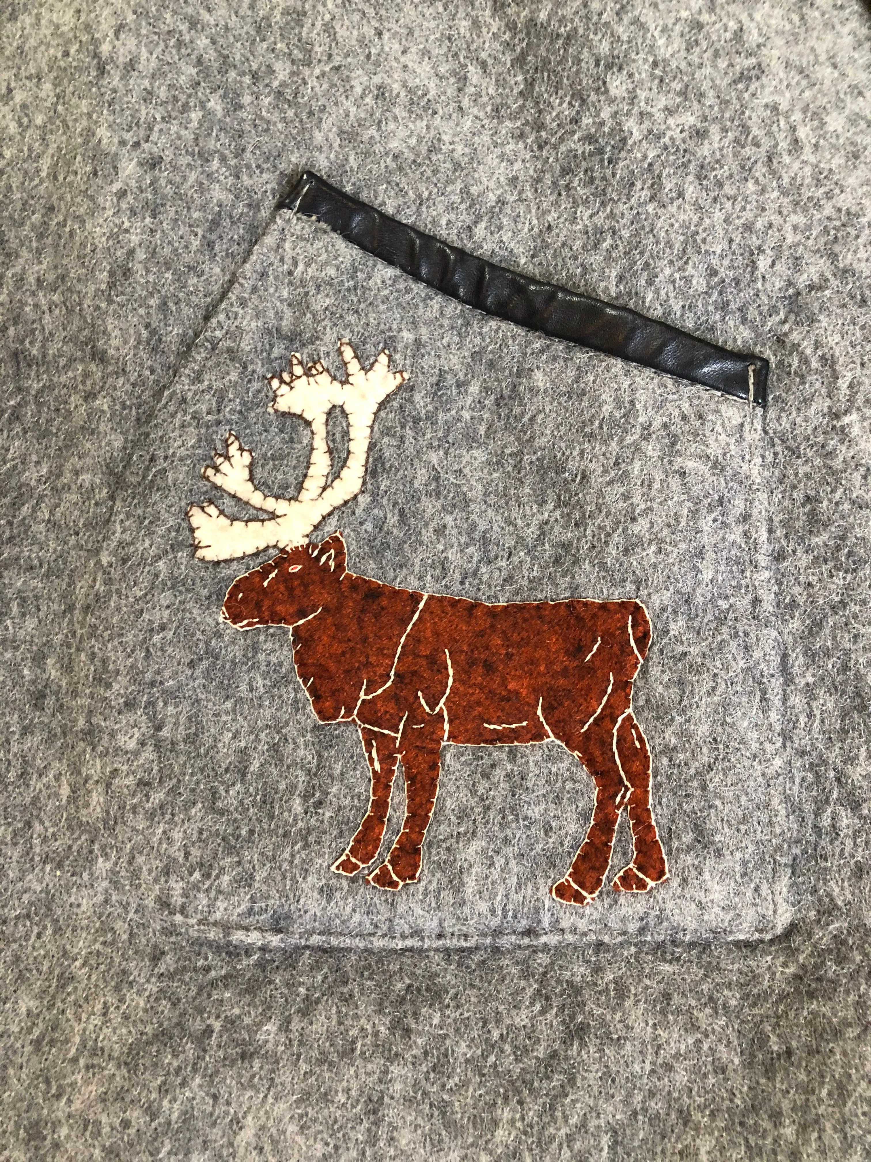 Vintage James Bay Grey Northern Parka with Deer Motif, Made in Canada, SOLD