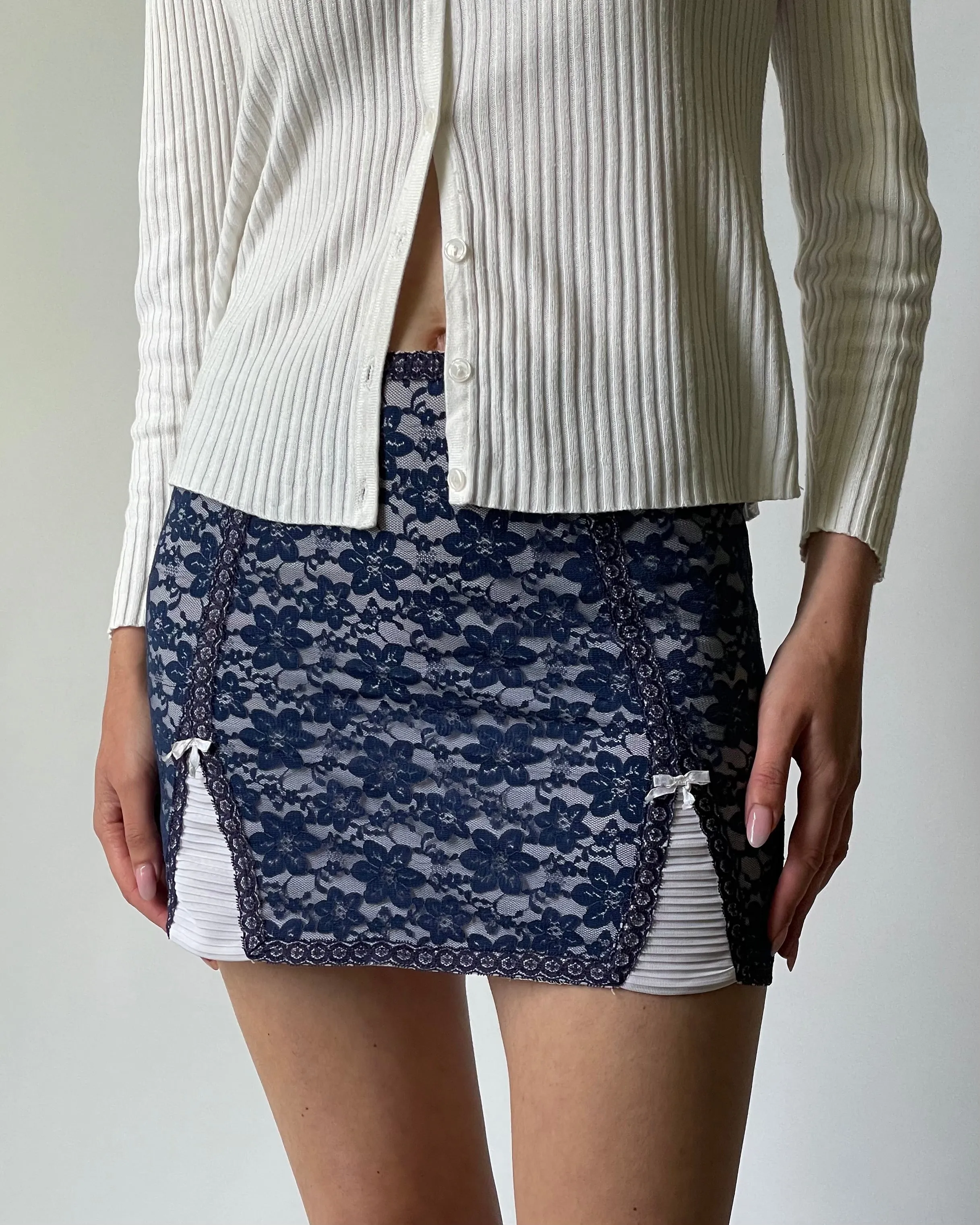 Vintage Lace Mini Slip Skirt