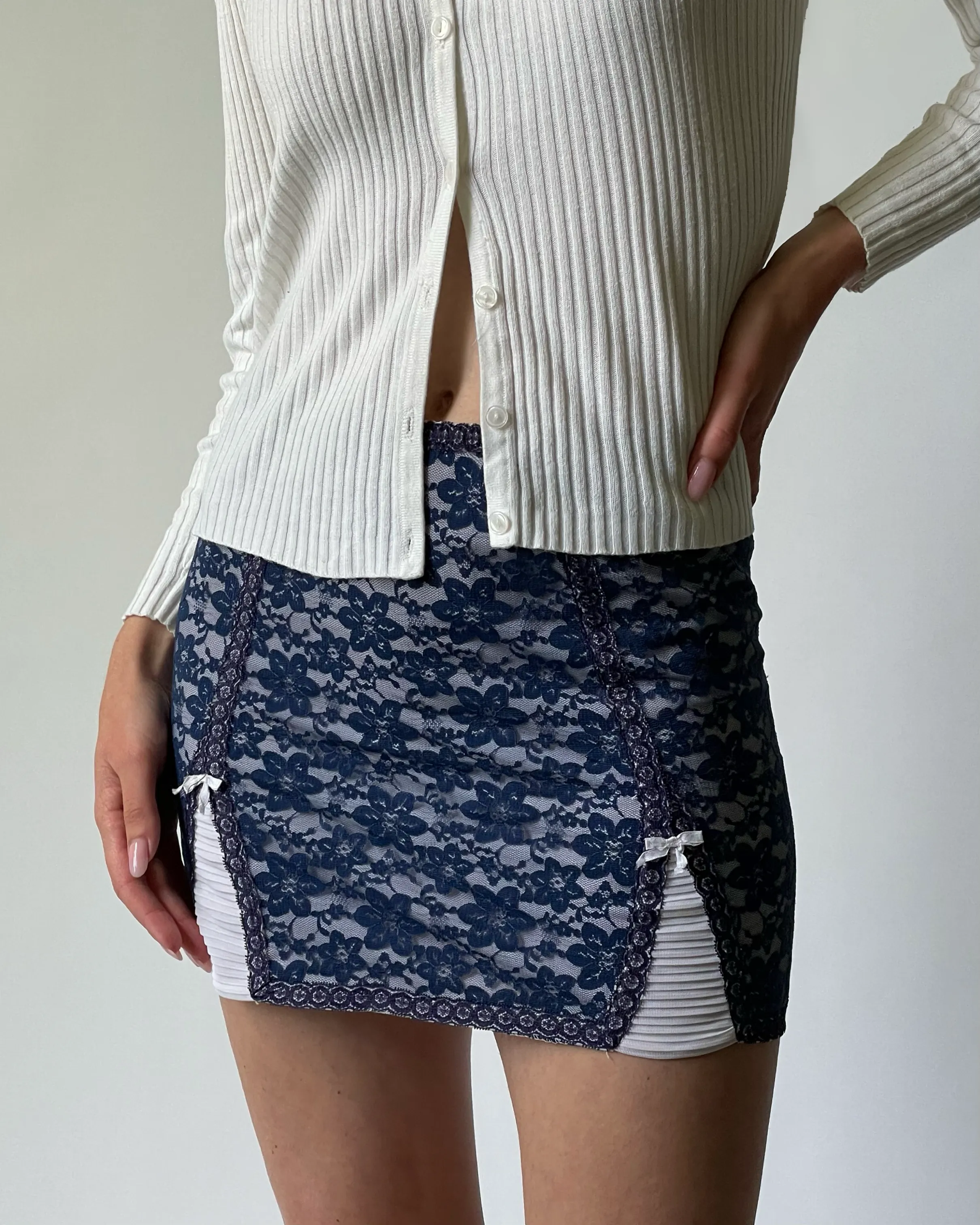 Vintage Lace Mini Slip Skirt