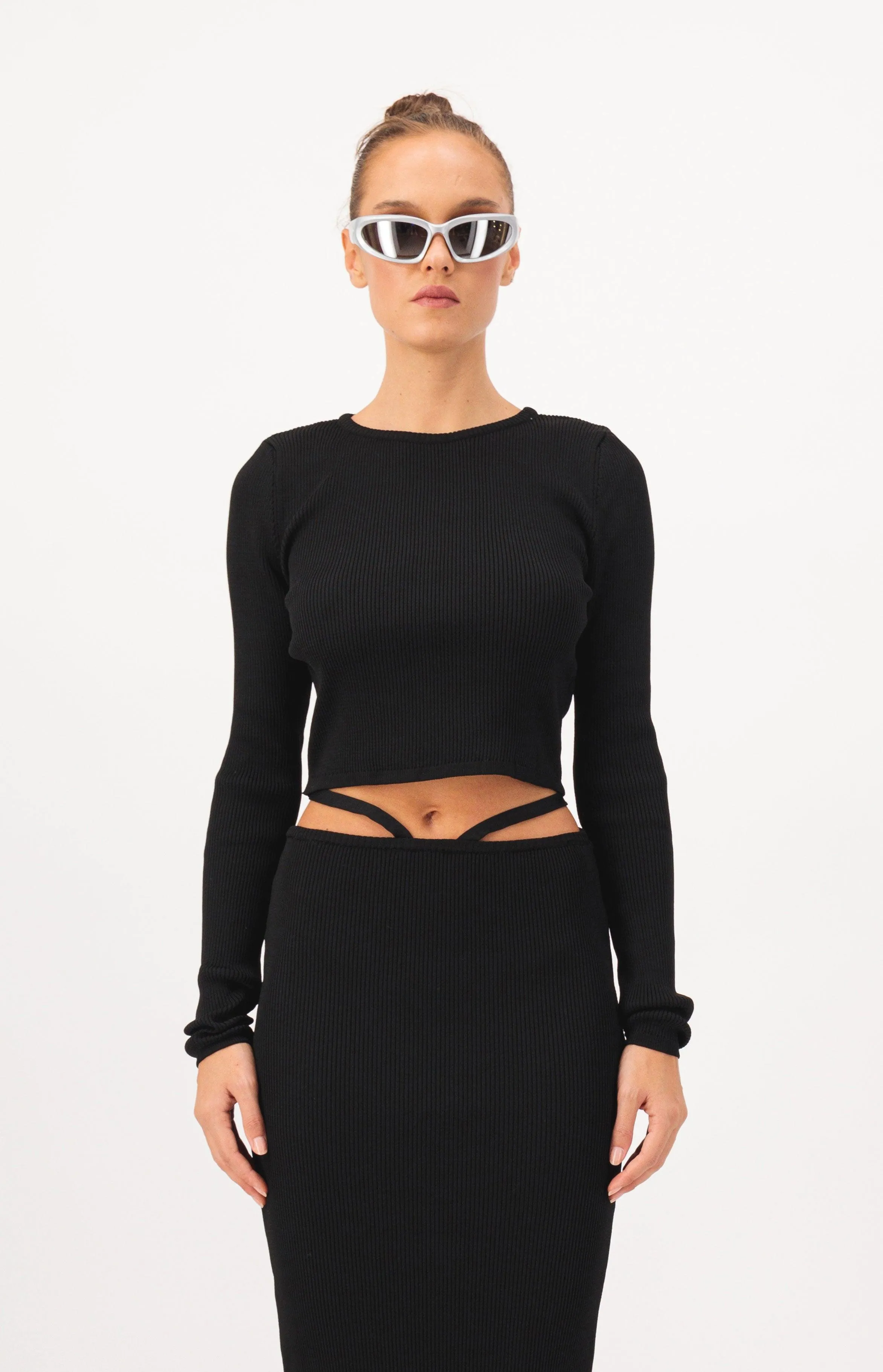 Waist Detail Pencil Skirt Knit Sweater Set