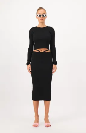 Waist Detail Pencil Skirt Knit Sweater Set
