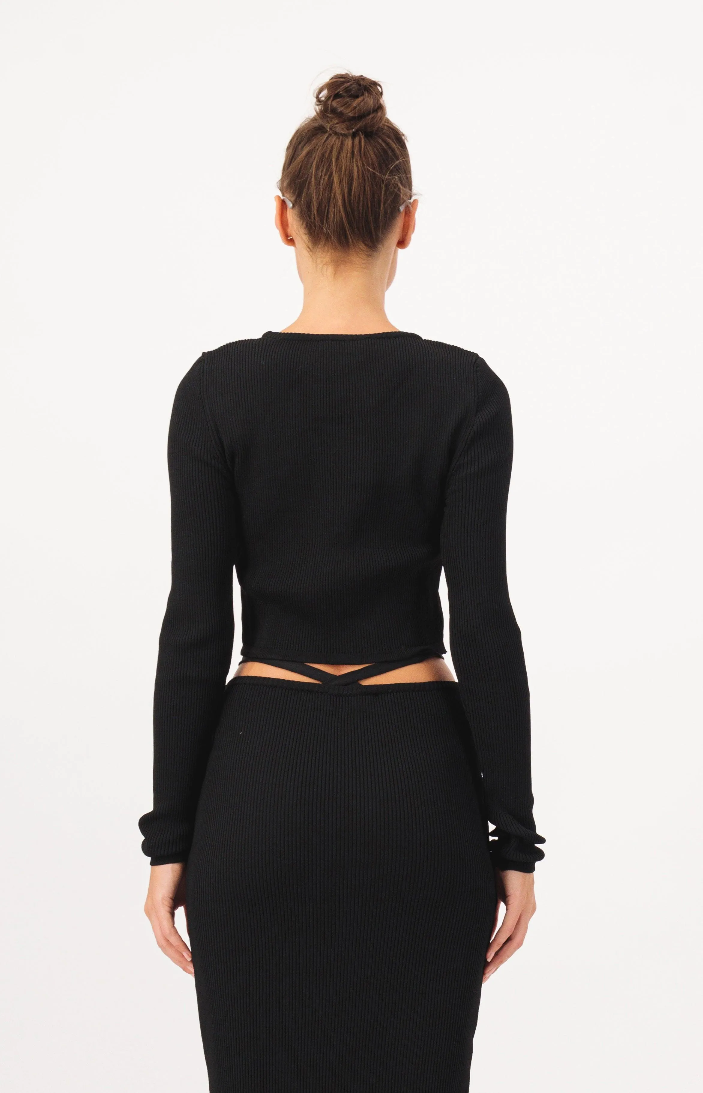 Waist Detail Pencil Skirt Knit Sweater Set