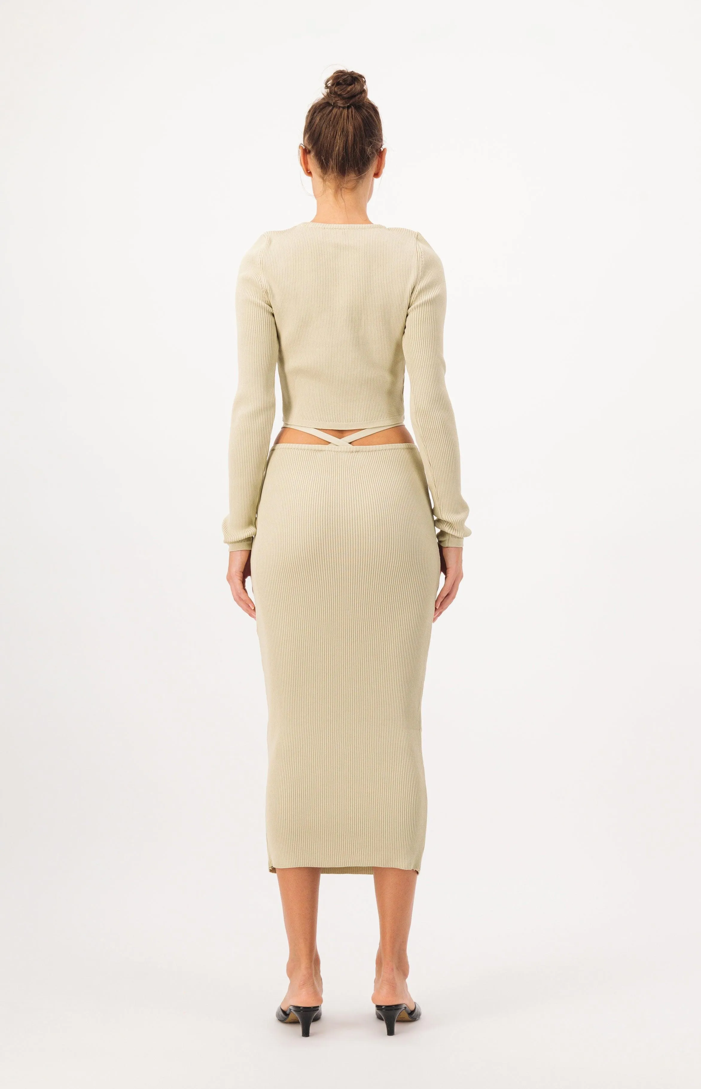 Waist Detail Pencil Skirt Knit Sweater Set