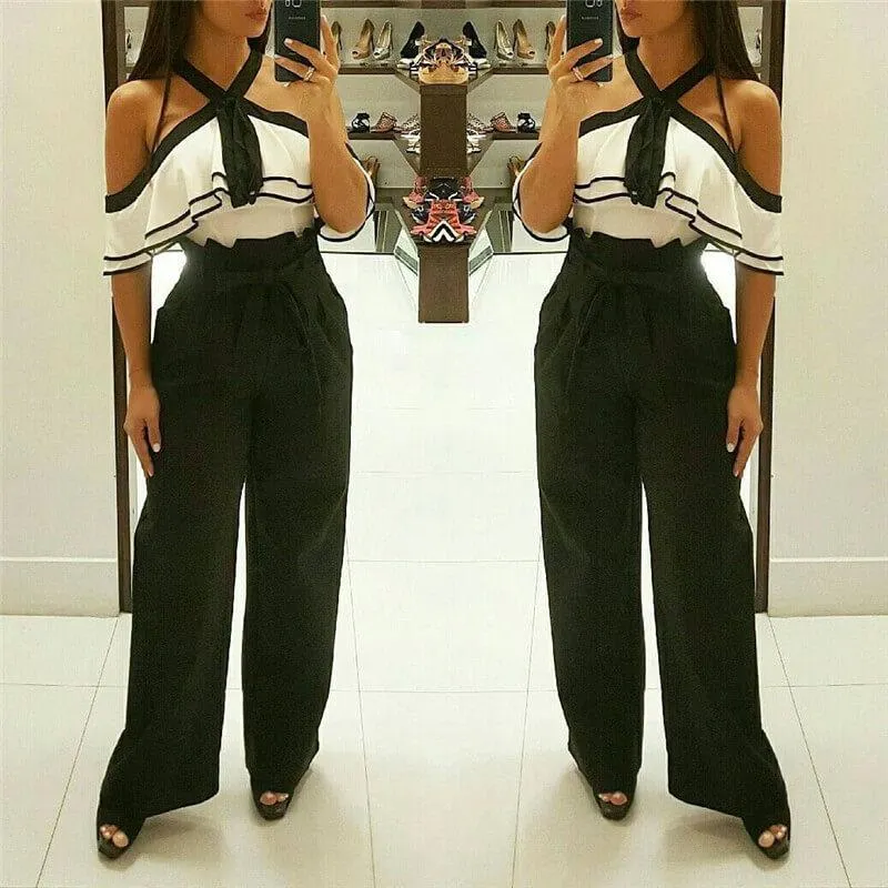Wide Leg High Waist Loose Belt Pants