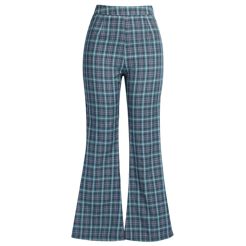 Women's Autumn Casual Plaid High Waist Pants