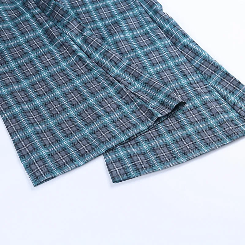Women's Autumn Casual Plaid High Waist Pants