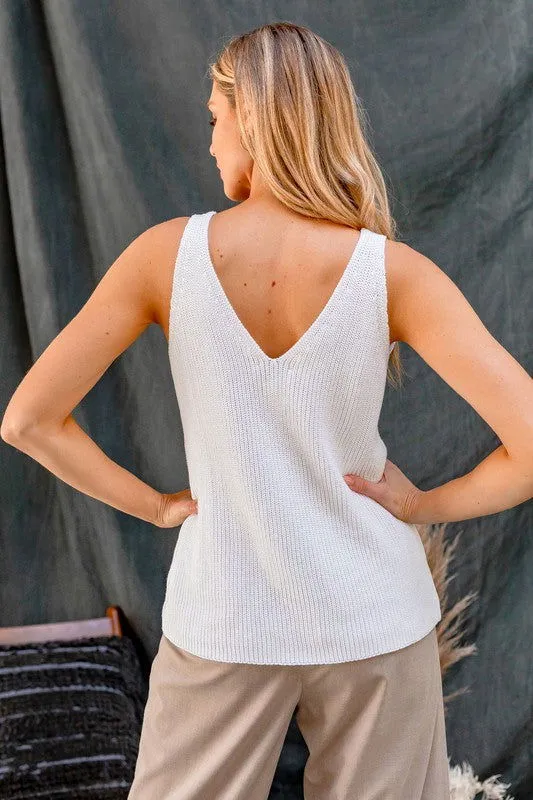 Women's Deep V-Neck Knit Tank Top