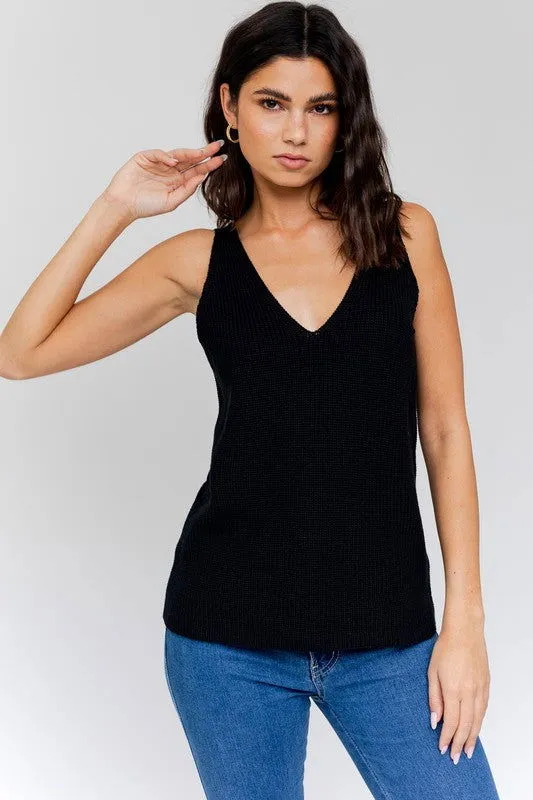 Women's Deep V-Neck Knit Tank Top