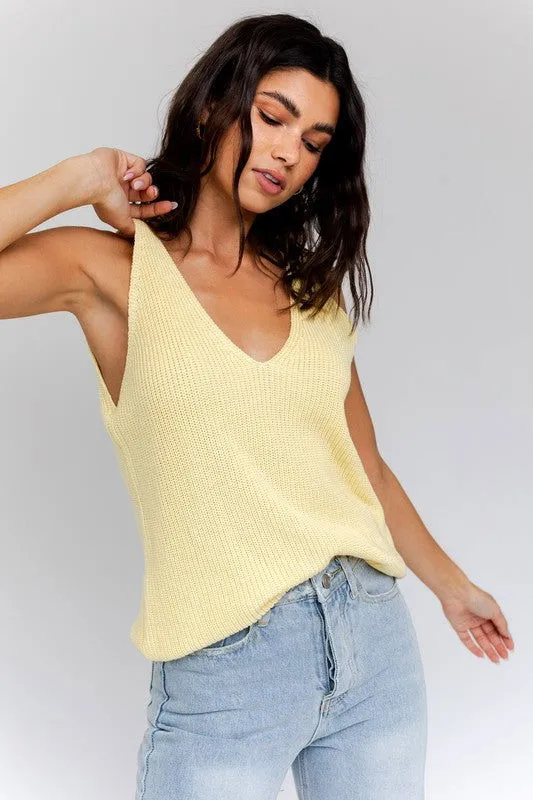 Women's Deep V-Neck Knit Tank Top