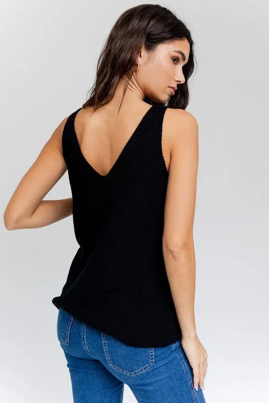 Women's Deep V-Neck Knit Tank Top