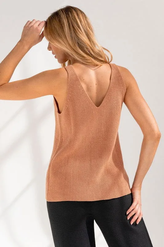 Women's Deep V-Neck Knit Tank Top