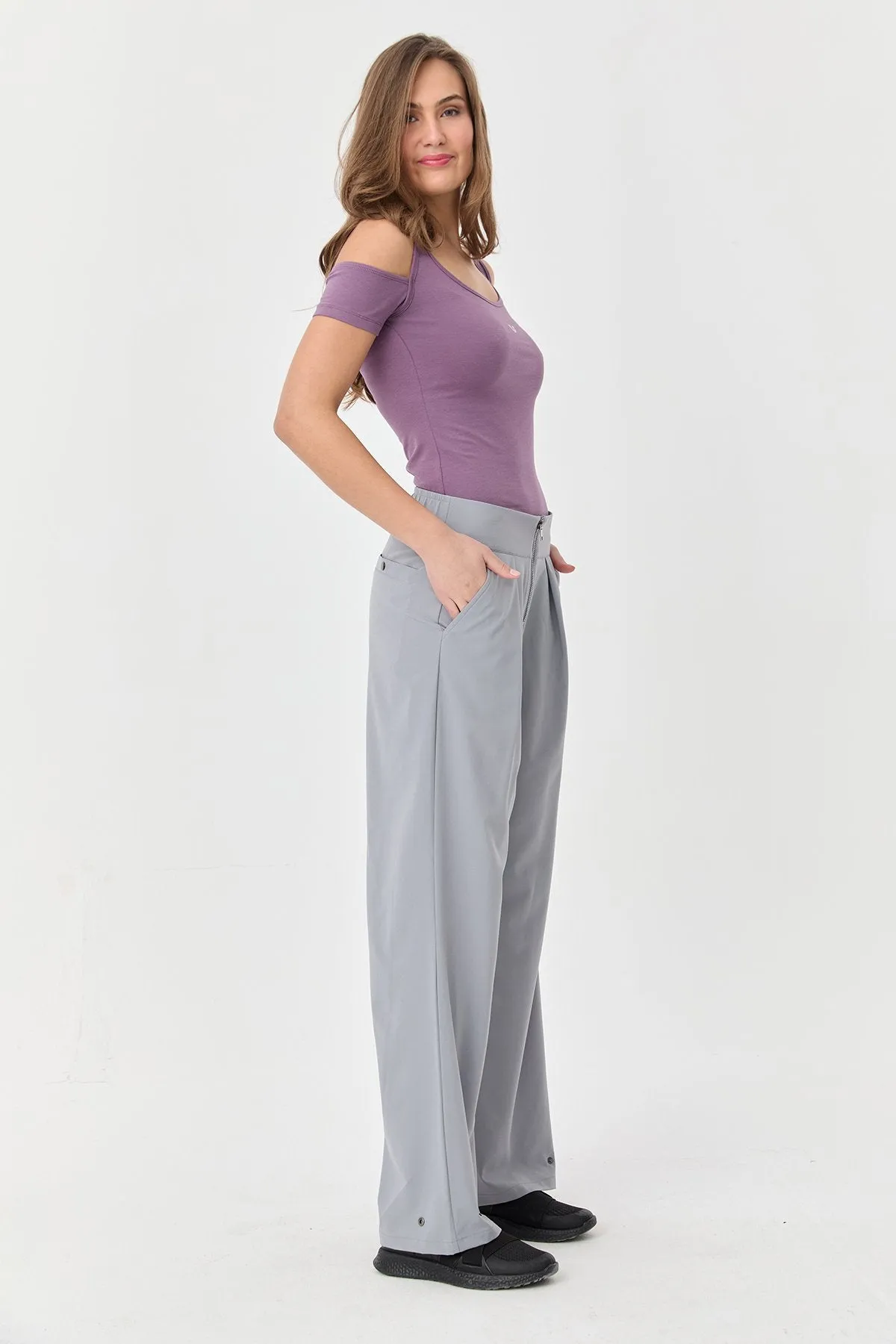 Women's Thın Lycra Woven Lıghtweıght Trousers
