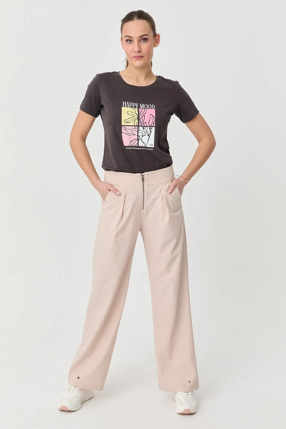 Women's Thın Lycra Woven Lıghtweıght Trousers