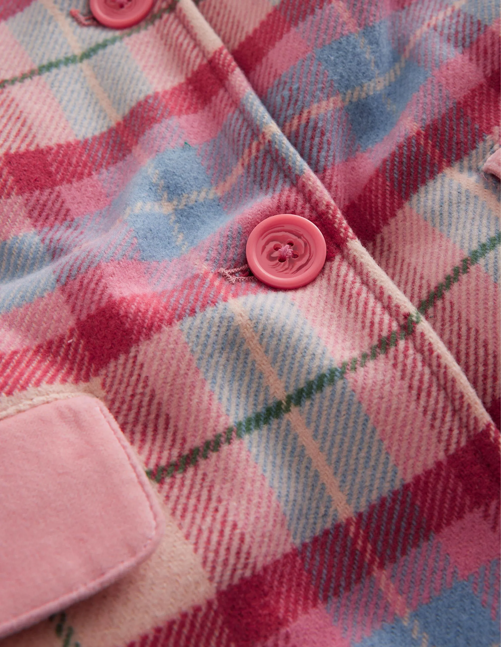 Wonderful Wool Blend Coat-Pastel Pink / Blue Check