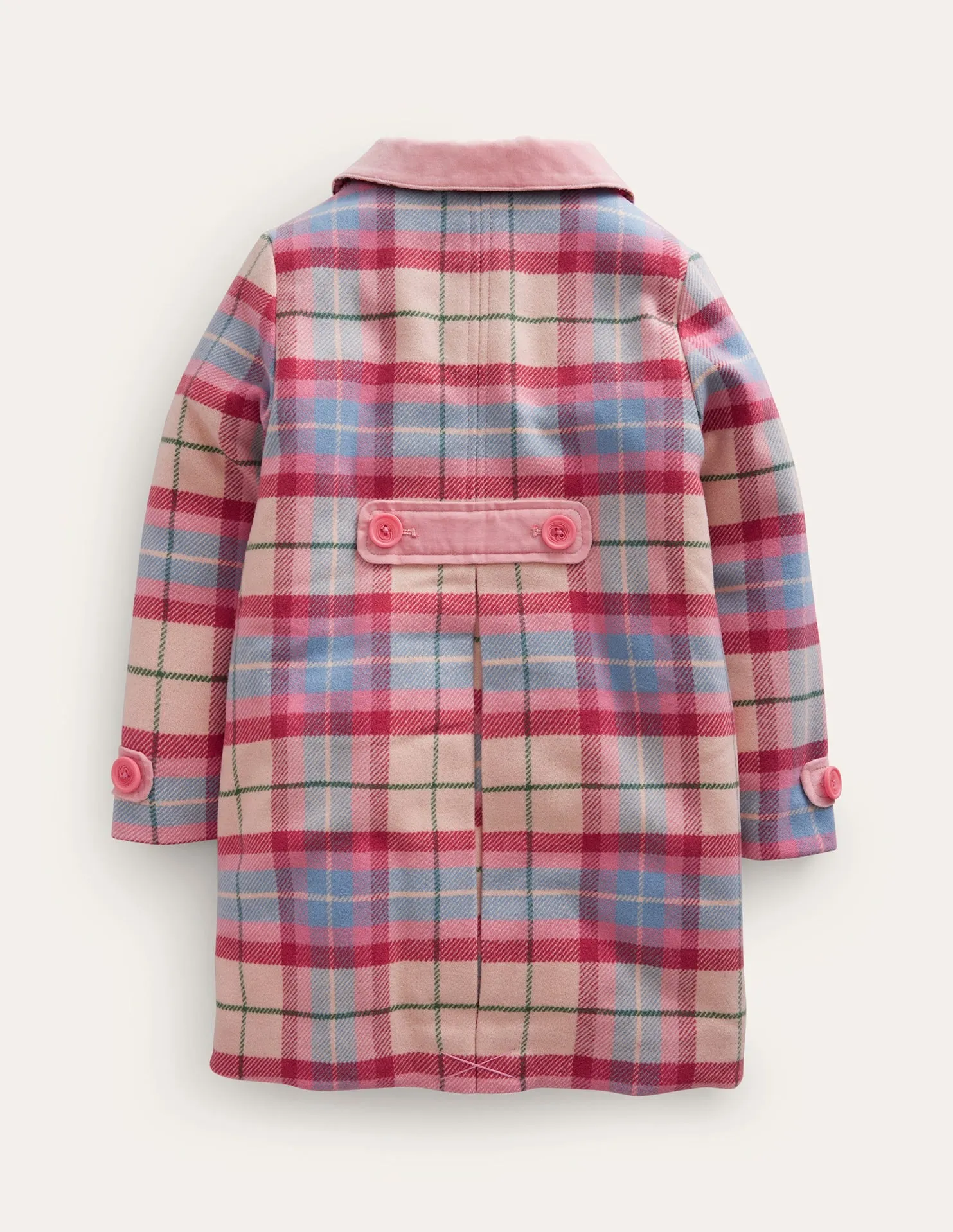 Wonderful Wool Blend Coat-Pastel Pink / Blue Check