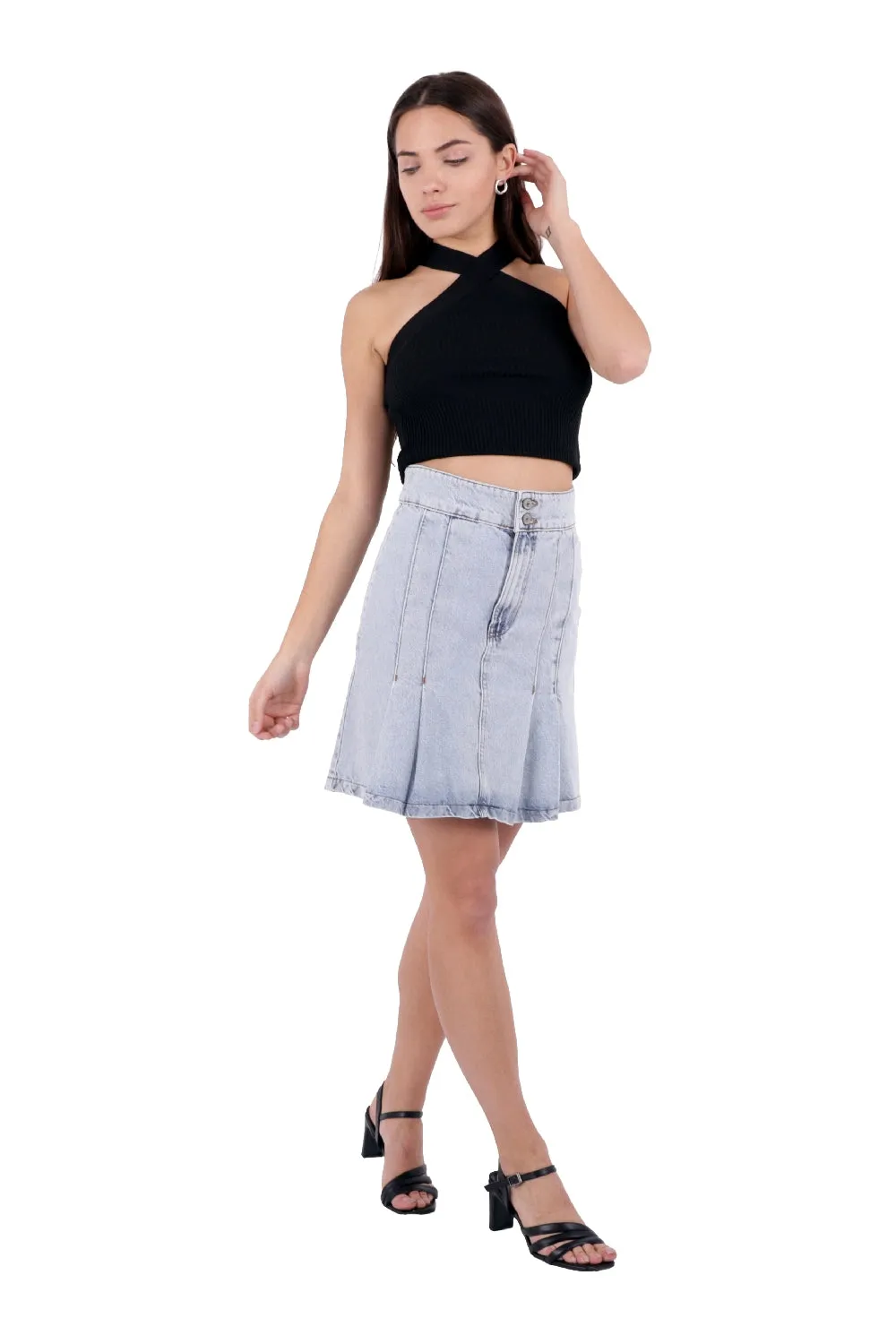 XLJ Pleated Short Denim Skirt Mixed - Amsterdam