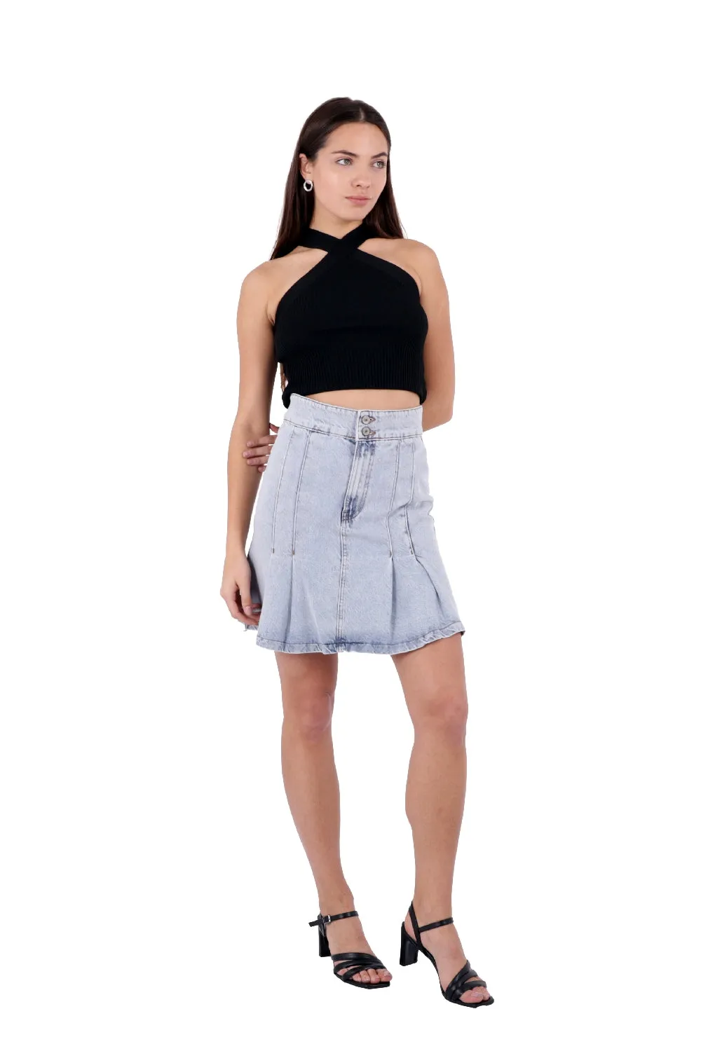 XLJ Pleated Short Denim Skirt Mixed - Amsterdam