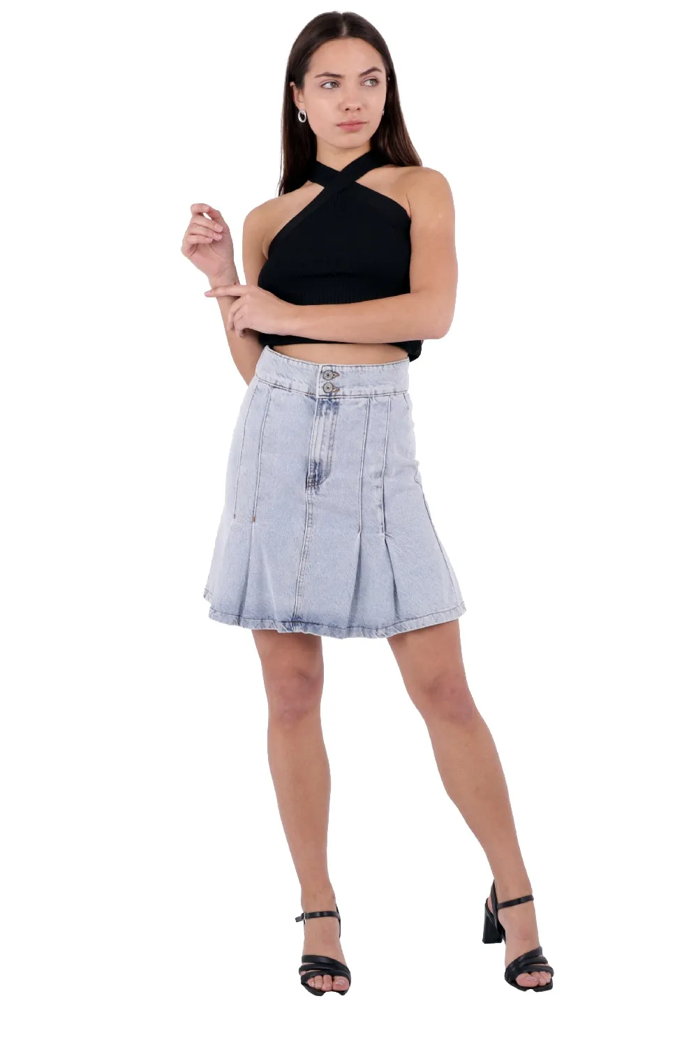 XLJ Pleated Short Denim Skirt Mixed - Amsterdam