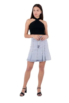 XLJ Pleated Short Denim Skirt Mixed - Amsterdam